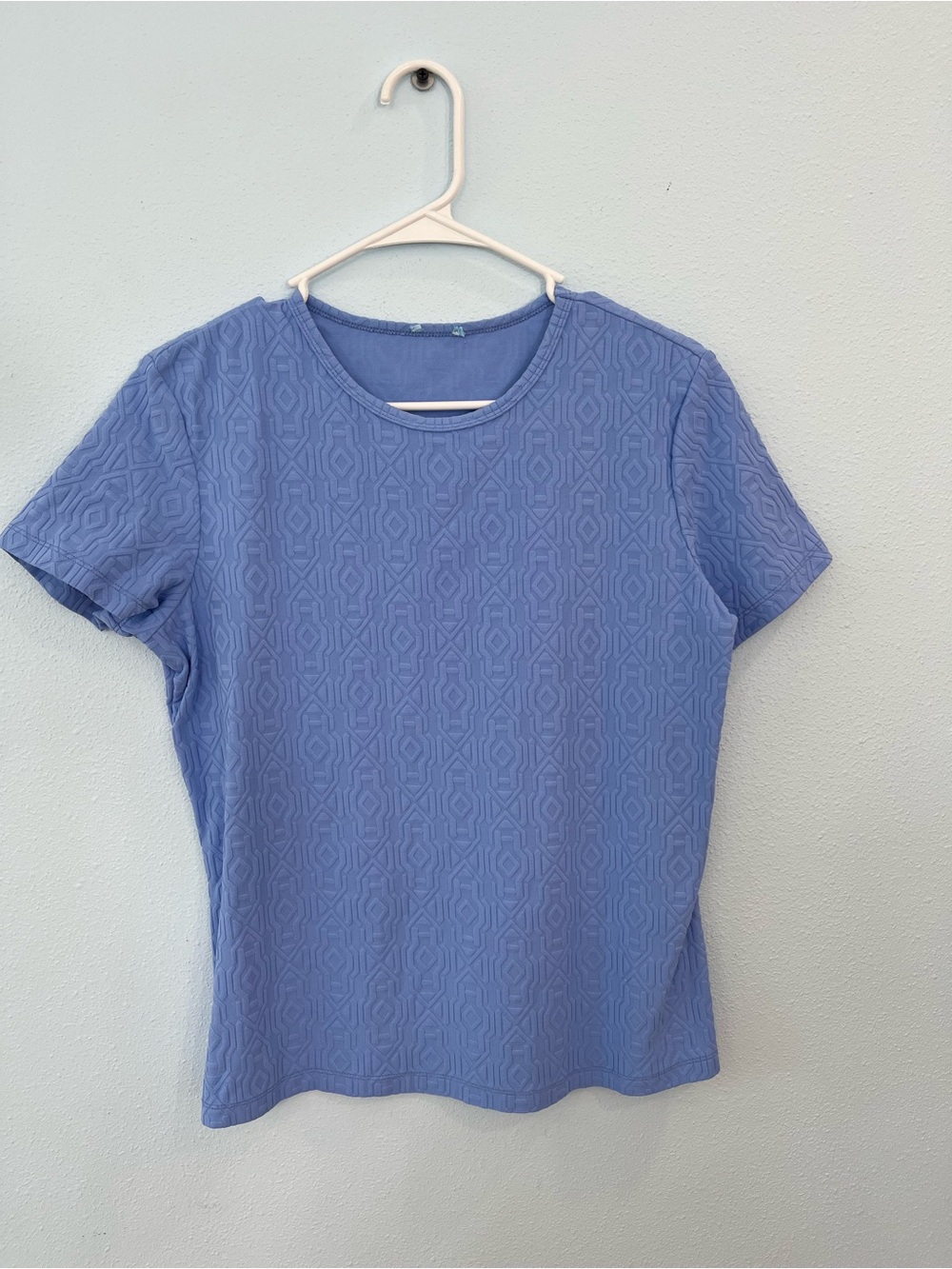 Short-Sleeve Textured Crewneck Top - Blue